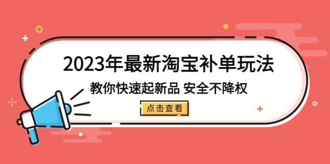 2023年最新淘宝补单玩法，教你快速起·新品，安全·不降权（18课时）-零点科技