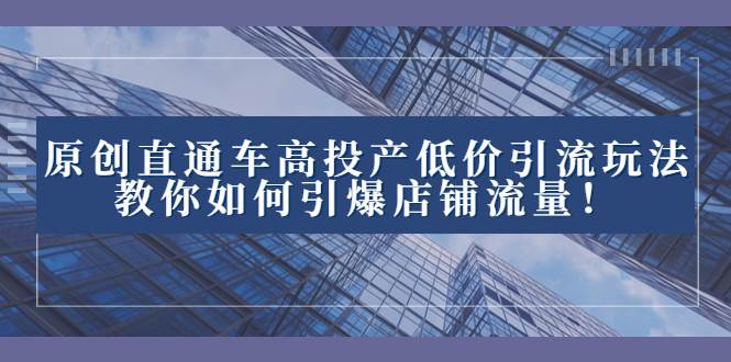 2023直通车高投产低价引流玩法，教你如何引爆店铺流量！-零点科技