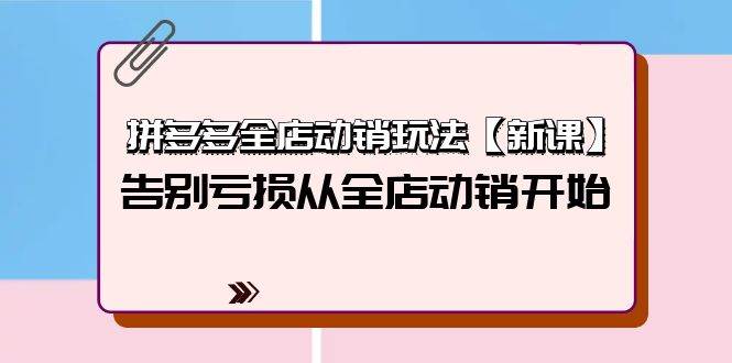 拼多多全店动销玩法【新课】，告别亏损从全店动销开始（4节视频课）-零点科技