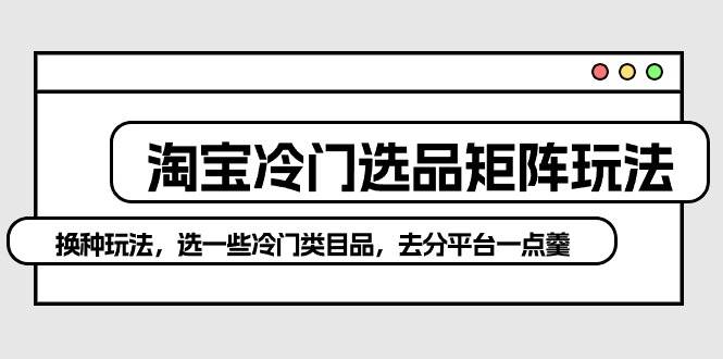 淘宝冷门选品矩阵玩法：换种玩法，选一些冷门类目品，去分平台一点羹-零点科技