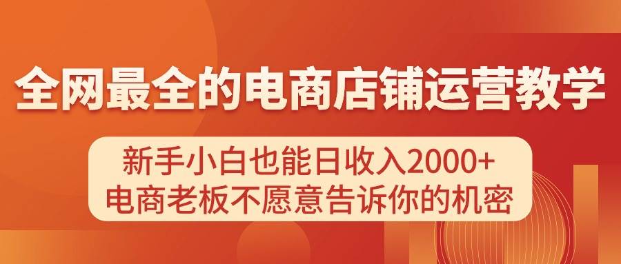 电商店铺运营教学，新手小白也能日收入2000+，电商老板不愿意告诉你的机密-零点科技