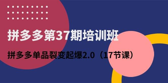 拼多多第37期培训班：拼多多单品裂变起爆2.0（17节课）-零点科技