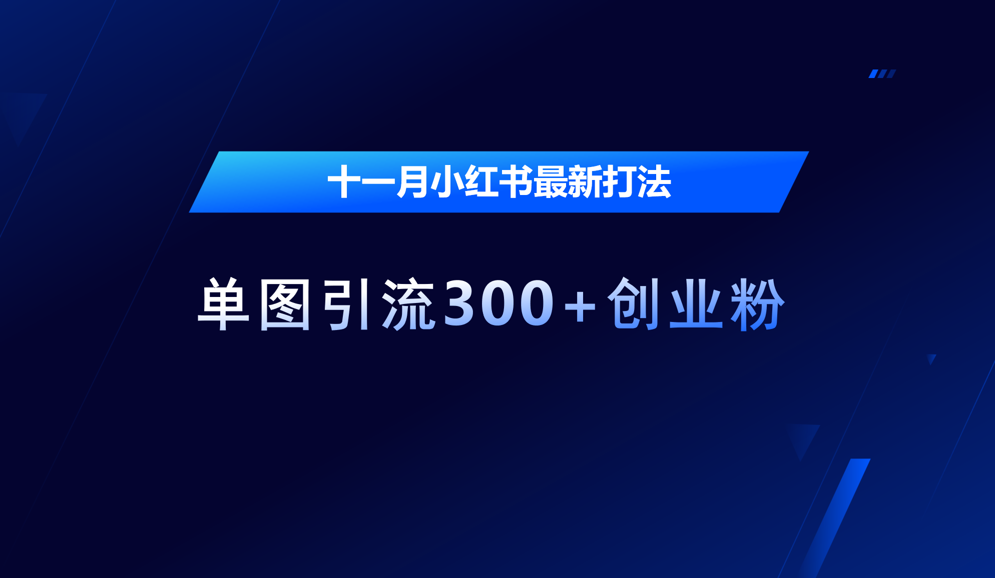 十一月，小红书最新打法，单图引流300+创业粉-零点科技