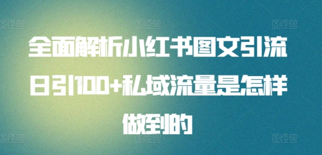 日引流100私域流量小红书图文是怎样做到的全面解析-零点科技