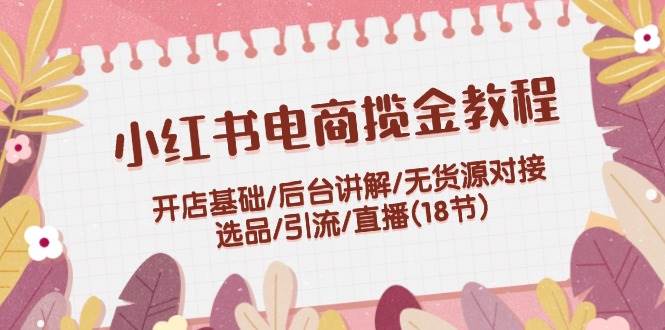 小红书电商揽金教程：开店基础/后台讲解/无货源对接/选品/引流/直播(18节)-零点科技