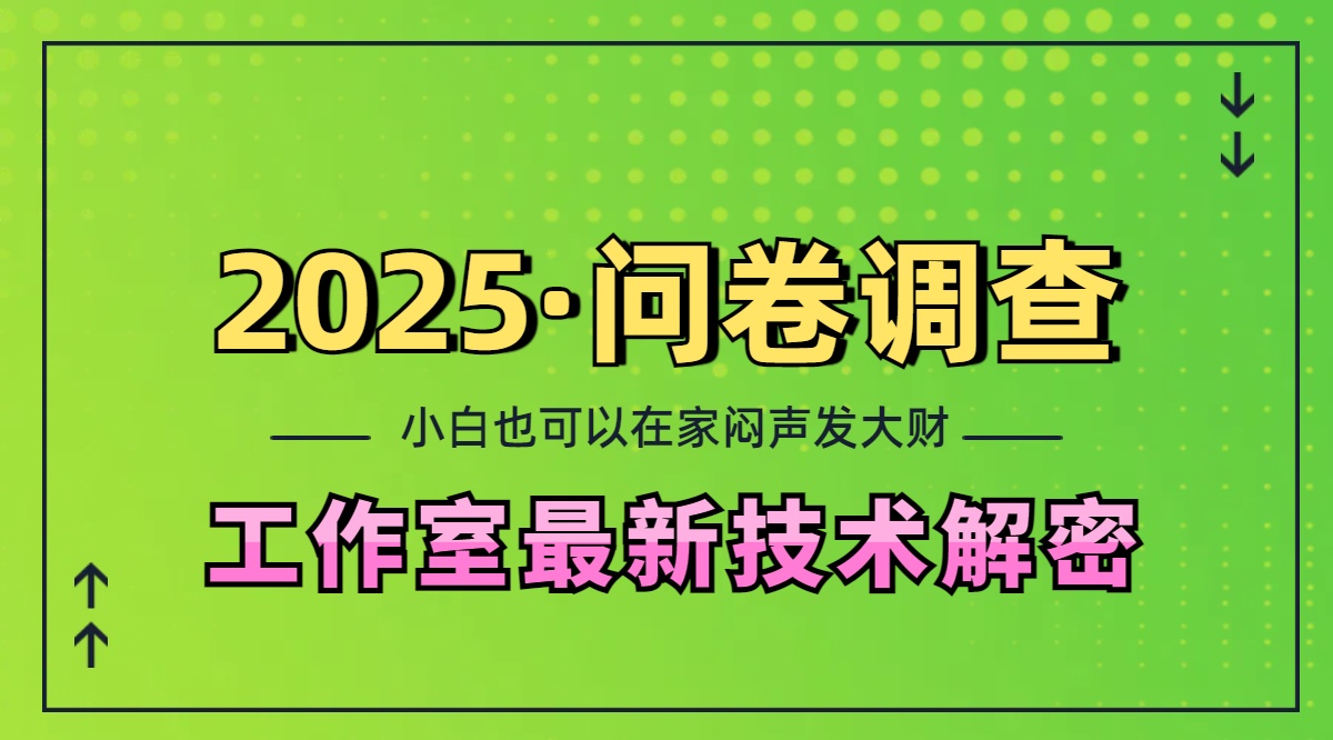 2025《问卷调查》最新工作室技术解密：一个人在家也可以闷声发大财，小白一天200+，可矩阵放大-零点科技