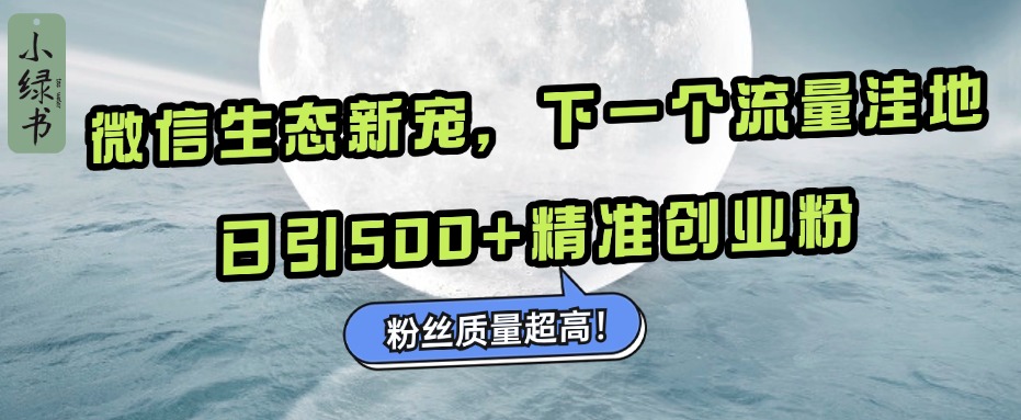 微信生态新宠小绿书：下一个流量洼地，粉丝质量超高，日引500+精准创业粉，-零点科技