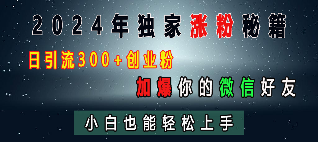 2024年独家涨粉秘籍，日引流300+创业粉，加爆你的微信好友，小白也能轻松上手-零点科技