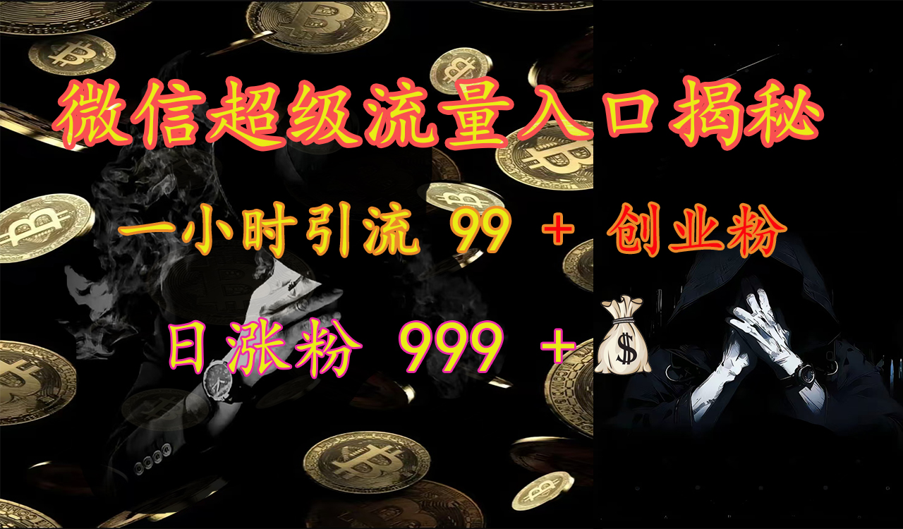 微信超级流量入口揭秘：一小时引流 99 + 创业粉，日涨粉 999 +【揭秘】-零点科技