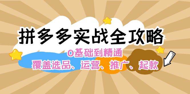 拼多多实战全攻略：0基础到精通，覆盖选品、运营、推广、起款-零点科技